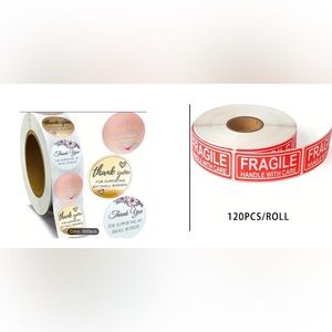 120 fragile + 500 pc thank you stickers Take both $8